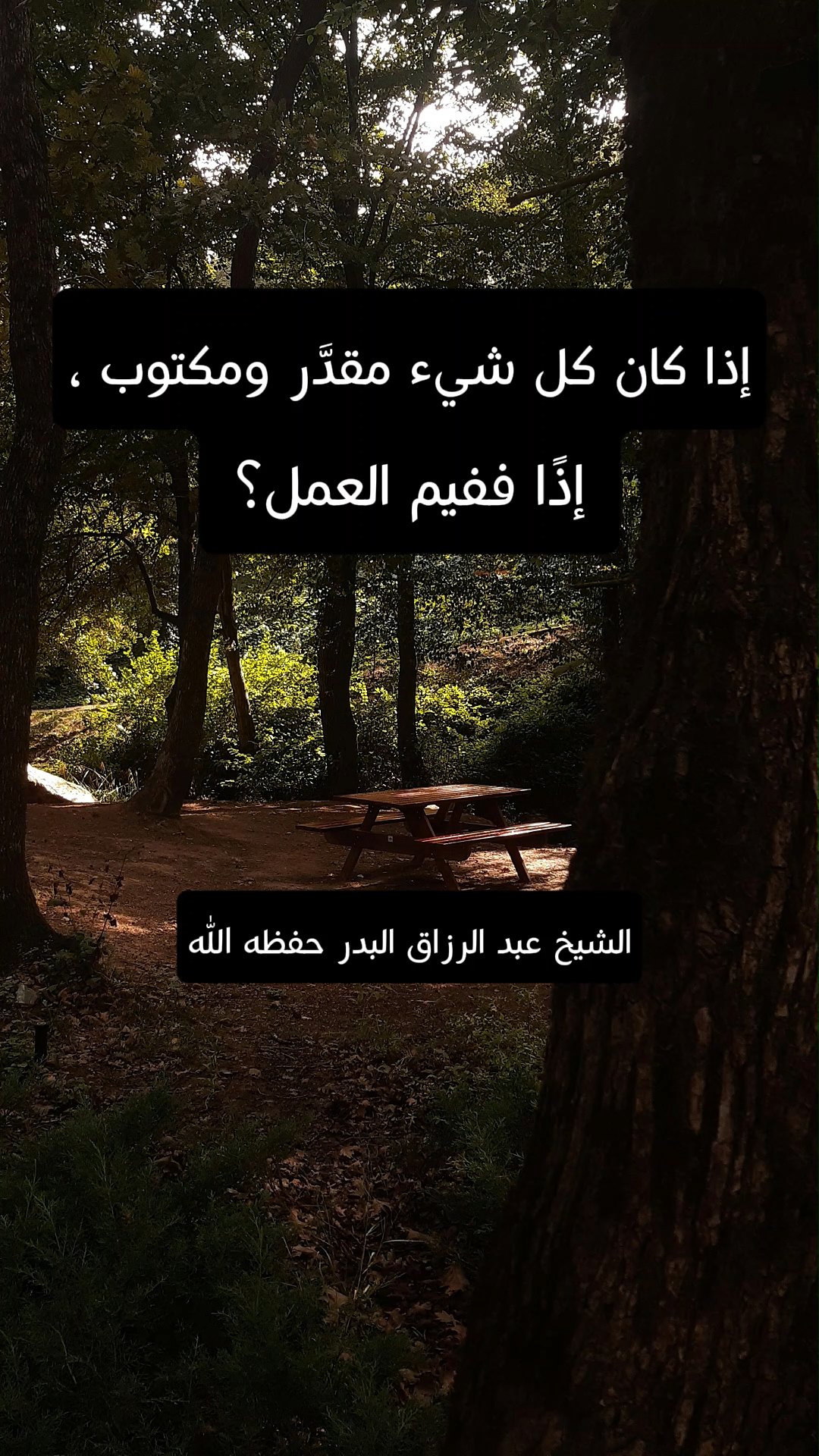 إذا كان كل شيء مقدَّر ومكتوب ، إذًا ففيم العمل؟