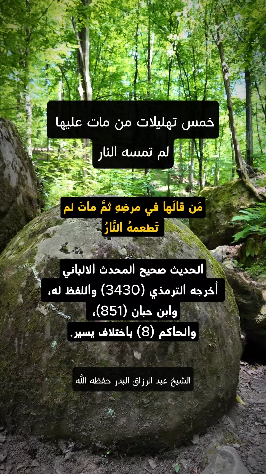 خمس تهليلات من مات عليها لم تمسه النار